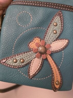 Chala Teal Crossbody with Dragonfly   Design